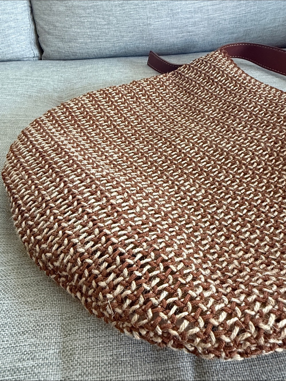 Adolfo Dominguez Woven Shoulder Bag in Tan and Brown - Picture 7 of 8
